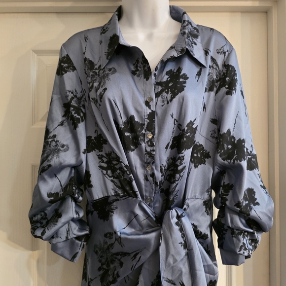 Cinq a Sept Jacey Cool Carnation Shirt Dress- 14 - Picture 3 of 13